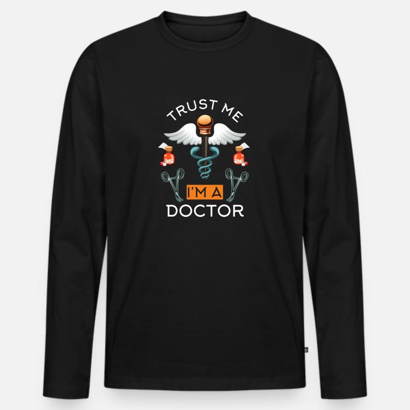 Arzt - Männer Premium Bio Langarmshirt - Schwarz