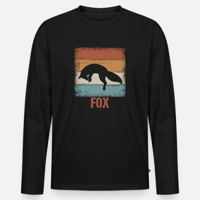 Fuchs Fox - Männer Premium Bio Langarmshirt - Schwarz