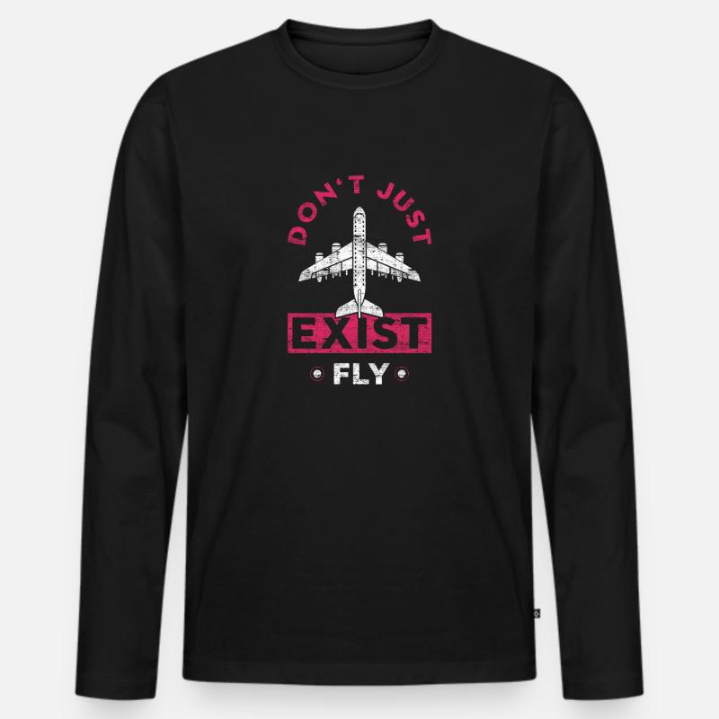 Pilot - Männer Premium Bio Langarmshirt - Schwarz