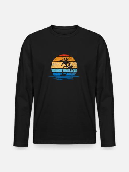 Strand, Palmen und Meer retro - Men's Premium Organic Long Sleeve Shirt - black