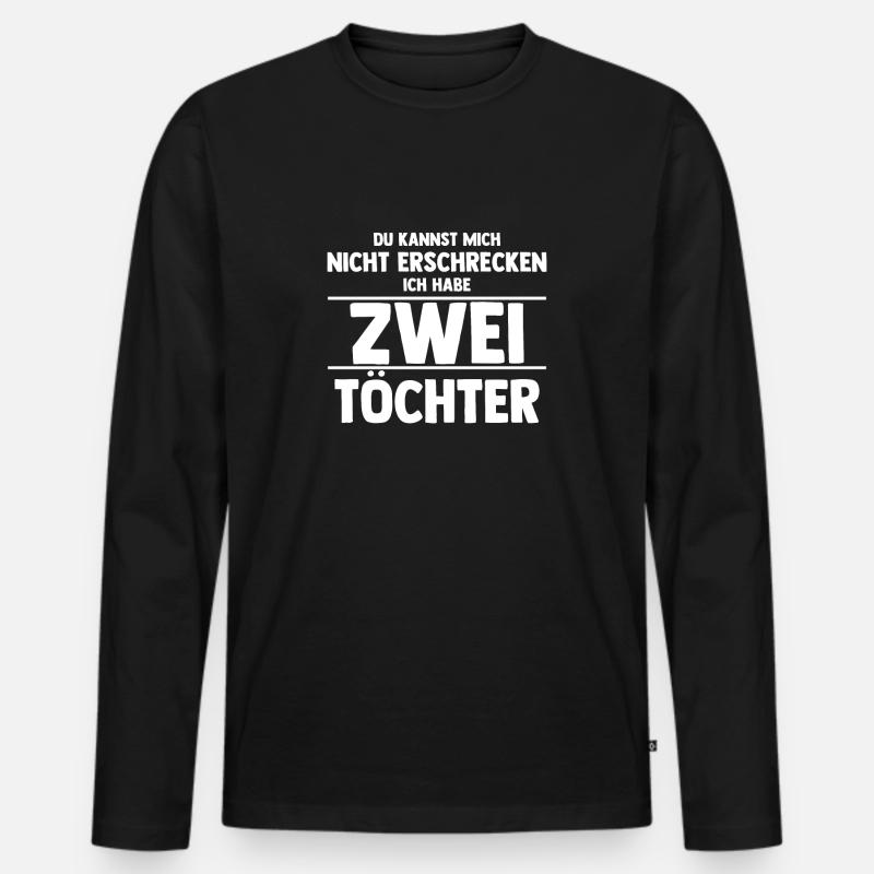 Vater Papa zwei Töchter - Männer Premium Bio Langarmshirt - Schwarz