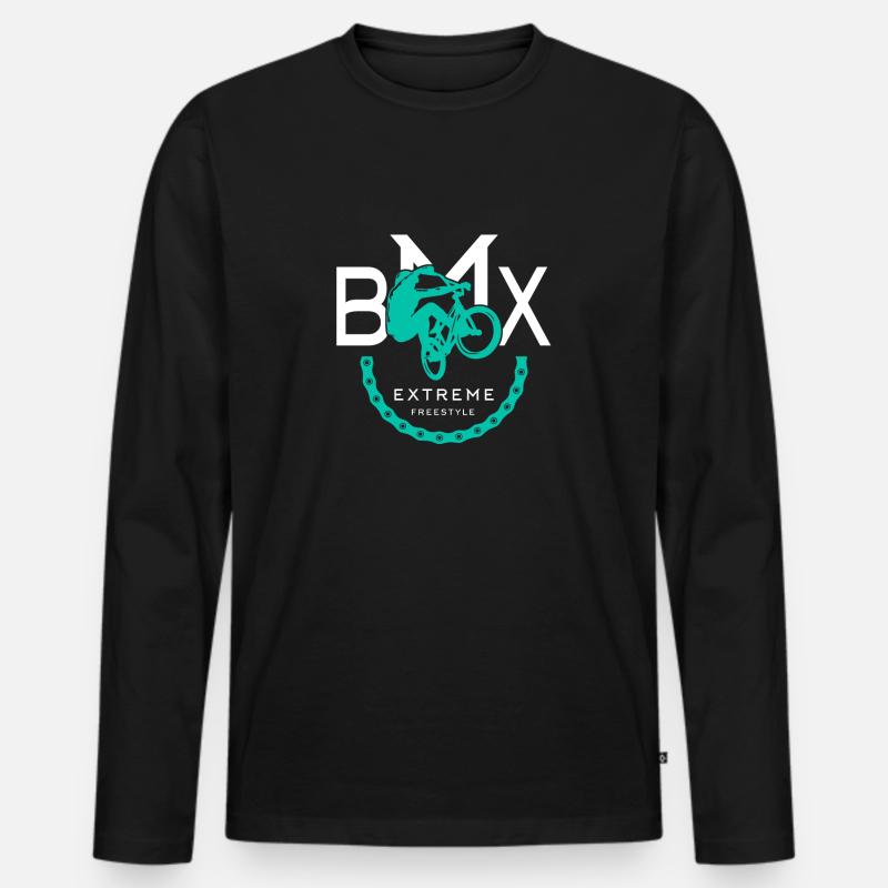 Bmx - Männer Premium Bio Langarmshirt - Schwarz