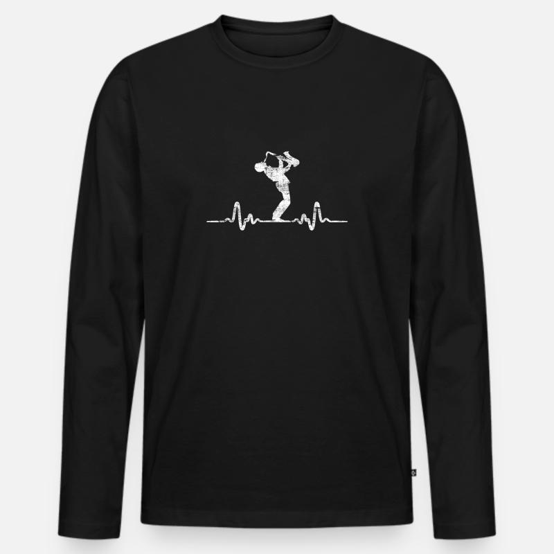 Saxophon - Männer Premium Bio Langarmshirt - Schwarz