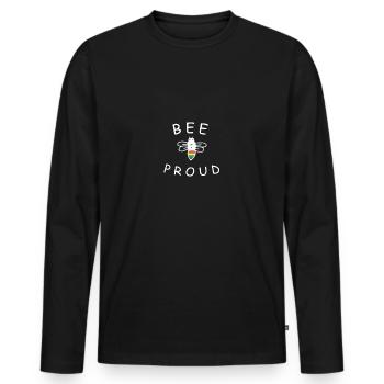 BEE FIER Tee Cadeau LGBT - T-shirt manches longues Premium bio Homme - noir - Devant - Nico (187cm)