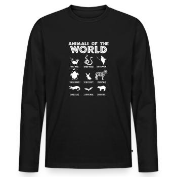 Produit des animaux du monde, Funny Animal Tee - T-shirt manches longues Premium bio Homme - noir - Devant - Nico (187cm)