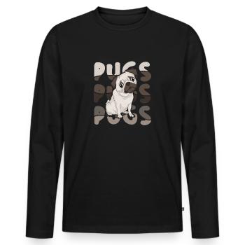 Mops - Männer Premium Bio Langarmshirt - Schwarz - Vorne - Nico (187cm)