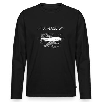 How Planes Fly Aerospace Engineering product | - Men's Premium Organic Long Sleeve Shirt - black - Front - Nico (187cm)