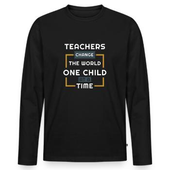 Teacher - Men's Premium Organic Long Sleeve Shirt - black - Front - Nico (187cm)