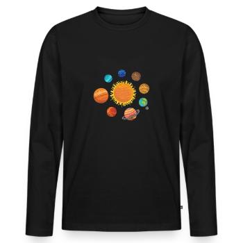 Planet Solar System Sun Logo Space - T-shirt manches longues Premium bio Homme - noir - Devant - Nico (187cm)