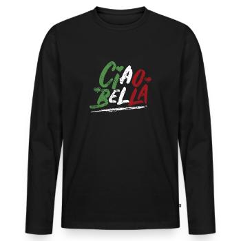Ciao Bella Italien Flaggenentwurf, italienisches T-Stück - Männer Premium Bio Langarmshirt - Schwarz - Vorne - Nico (187cm)