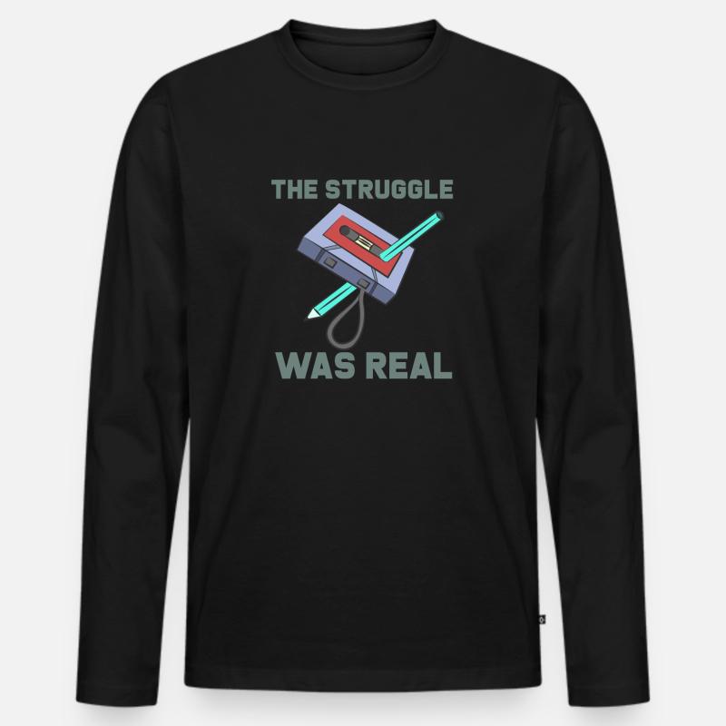 THE STRUGGLE WAS REAL - Männer Premium Bio Langarmshirt - Schwarz