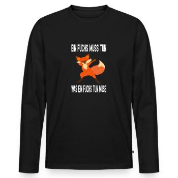 Einfuchs muss tun was ein Fuchs tun muss - Männer Premium Bio Langarmshirt - Schwarz - Vorne - Nico (187cm)