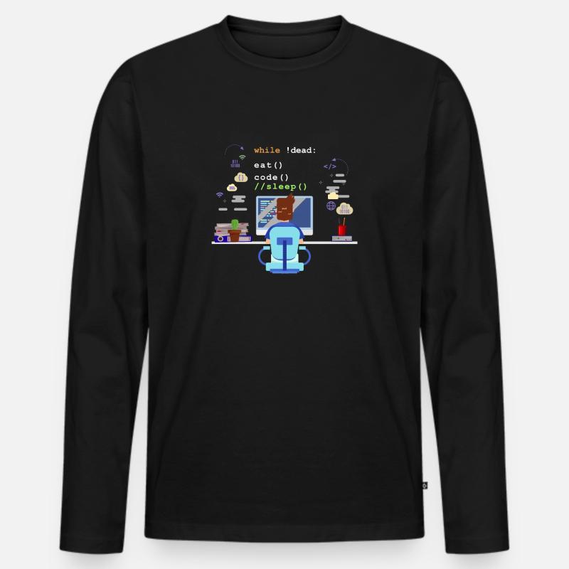 Eat Sleep Code Programmation informatique T-shirt manches longues Premium bio Homme