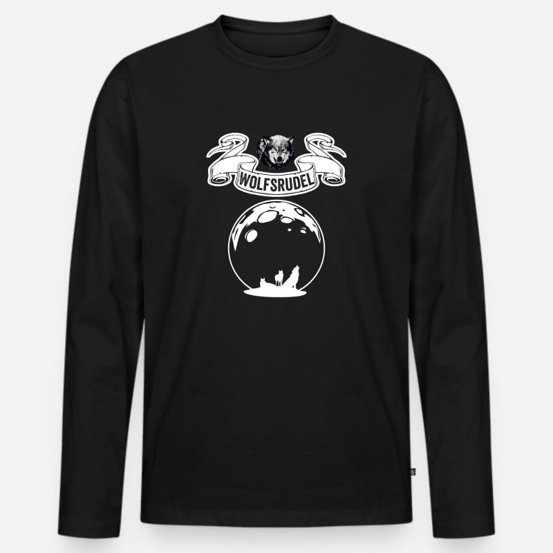 Wolfsrudel - Männer Premium Bio Langarmshirt - Schwarz