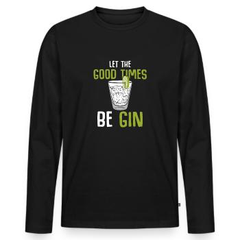 gin - Men's Premium Organic Long Sleeve Shirt - black - Front - Nico (187cm)