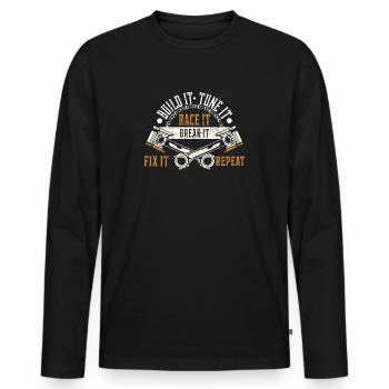 Funny Drag Race, Race Mechanic, Car Fan, - Men's Premium Organic Long Sleeve Shirt - black - Front - Nico (187cm)
