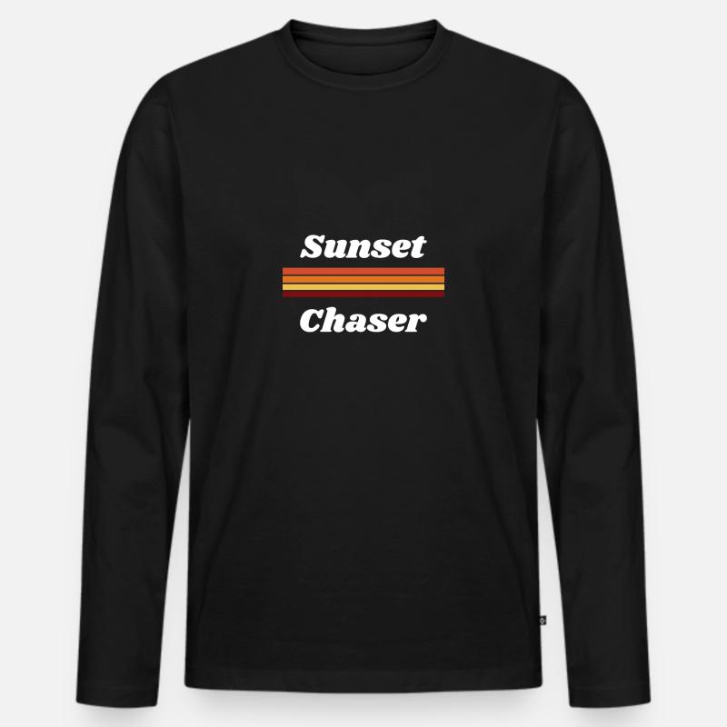 Sunset Chaser - Männer Premium Bio Langarmshirt - Schwarz