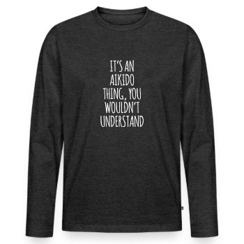 Aikido - Männer Premium Bio Langarmshirt - Anthrazit meliert - Vorne - Nico (187cm)