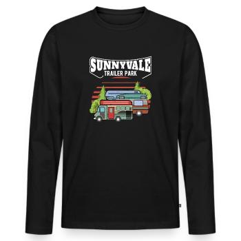 Drôle d'impression Trailer Park Sunnyvale Lovers product - T-shirt manches longues Premium bio Homme - noir - Devant - Nico (187cm)