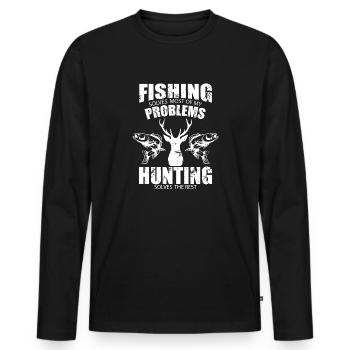 Pêche Chasse Chasse Pêcheurs Passe-temps Sports - T-shirt manches longues Premium bio Homme - noir - Devant - Nico (187cm)