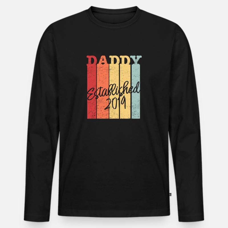 Papa Vater Daddy 2019 - Männer Premium Bio Langarmshirt - Schwarz