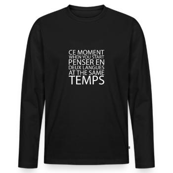 Thinking in French and English - T-shirt manches longues Premium bio Homme - noir - Devant - Nico (187cm)
