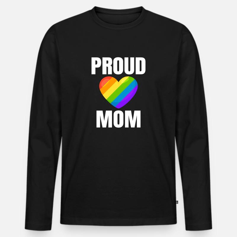Stolze Mutter Regenbogen Herz Stolz - Männer Premium Bio Langarmshirt - Schwarz