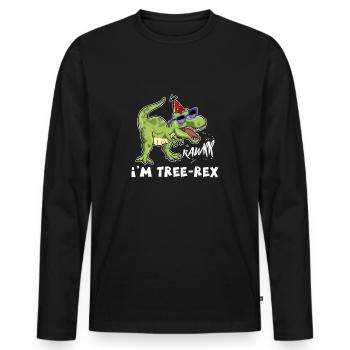 Dinosaur Birthday Tee, 3rd Birthday print, Three - Men's Premium Organic Long Sleeve Shirt - black - Front - Nico (187cm)