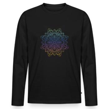 Mandala, Tee, Minimalist print, Yoga graphic, - Men's Premium Organic Long Sleeve Shirt - black - Front - Nico (187cm)