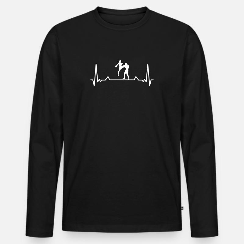 Kickboxing Kickboxen Herzschlag - Männer Premium Bio Langarmshirt - Schwarz