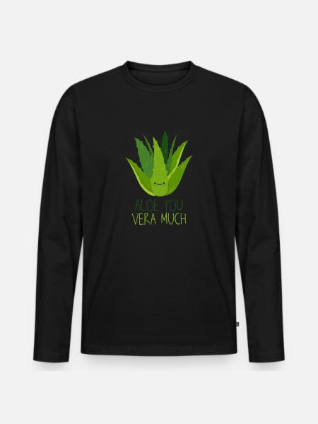 Aloe You Vera Much Déclaration d’amour Jeu de parole - T-shirt manches longues Premium bio Homme - noir