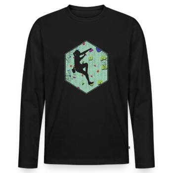 Wandklettern Klettern Indoor Action Geschenk - Männer Premium Bio Langarmshirt - Schwarz - Vorne - Nico (187cm)