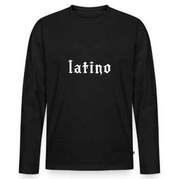Latino Old English Retro - Männer Premium Bio Langarmshirt - Schwarz - Vorne - Nico (187cm)