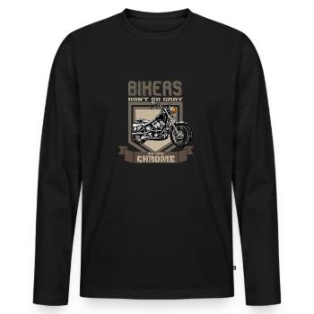 Motorrad Biker Grau Chrom Spruch Lustig - Männer Premium Bio Langarmshirt - Schwarz - Vorne - Nico (187cm)