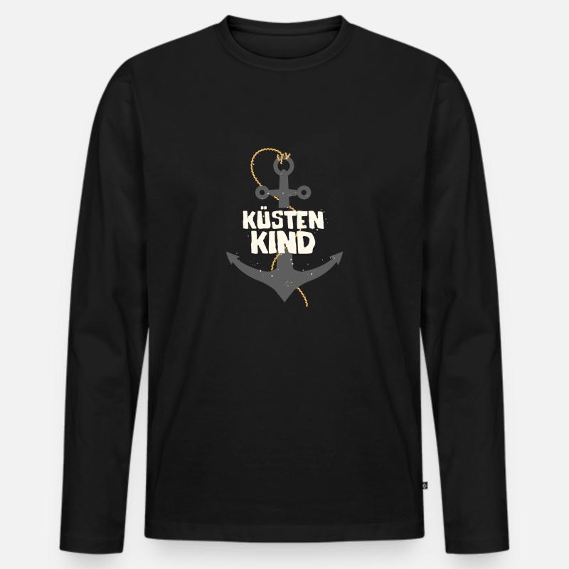 Küstenkind Anker Norddeutscher Maritim - Männer Premium Bio Langarmshirt - Schwarz