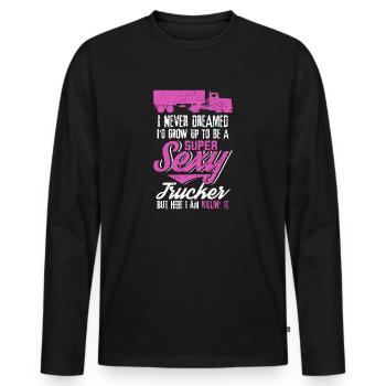 Sexy Funny Truck Driver Gift graphic 4 Truck - Men's Premium Organic Long Sleeve Shirt - black - Front - Nico (187cm)