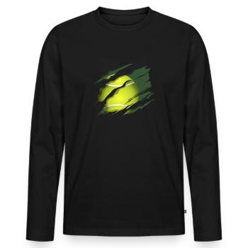 Tennis product, Tennis Tee, Tennis Ball print - Men's Premium Organic Long Sleeve Shirt - black - Front - Nico (187cm)