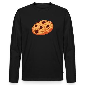 Chocolate Chip Cookie graphic Giant Cookie - Men's Premium Organic Long Sleeve Shirt - black - Front - Nico (187cm)
