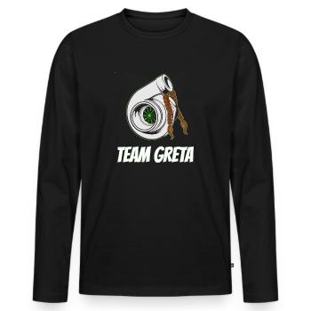Équipe Greta avec turbocompresseur avec illustration de tresses - T-shirt manches longues Premium bio Homme - noir - Devant - Nico (187cm)
