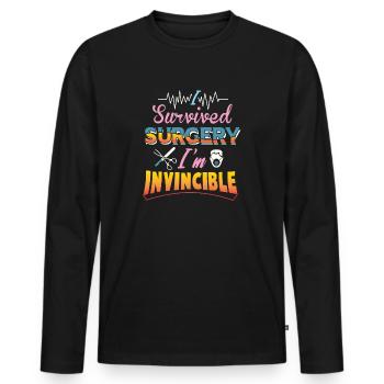 Funny Surgery Survivor Gift Get Well Soon product - Men's Premium Organic Long Sleeve Shirt - black - Front - Nico (187cm)