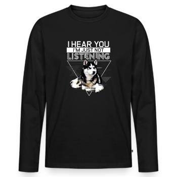 Siberian Husky Besitzer Geschenk Design - einfach nicht - Männer Premium Bio Langarmshirt - Schwarz - Vorne - Nico (187cm)
