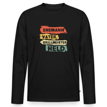 Vater Vatertag Papa Ehemann Grillmeister grillen - Männer Premium Bio Langarmshirt - Schwarz - Vorne - Nico (187cm)