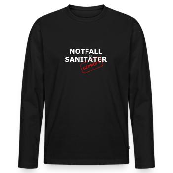 geprüfter Notfallsanitäter - Männer Premium Bio Langarmshirt - Schwarz - Vorne - Nico (187cm)