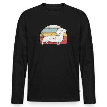 Cooler Retro Dackel-Hundegeschenk-Entwurf Weiner Hund - Männer Premium Bio Langarmshirt - Schwarz - Vorne - Nico (187cm)