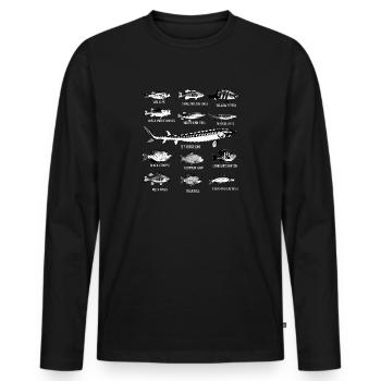 13 Types de poissons d'eau douce Conception de cadeaux Pêche - T-shirt manches longues Premium bio Homme - noir - Devant - Nico (187cm)