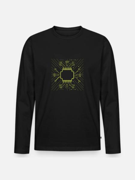 Informatiker Admin Hardware CPU - Männer Premium Bio Langarmshirt - Schwarz