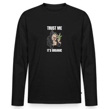 Faites-moi confiance, c'est un cadeau drôle bio - T-shirt manches longues Premium bio Homme - noir - Devant - Nico (187cm)