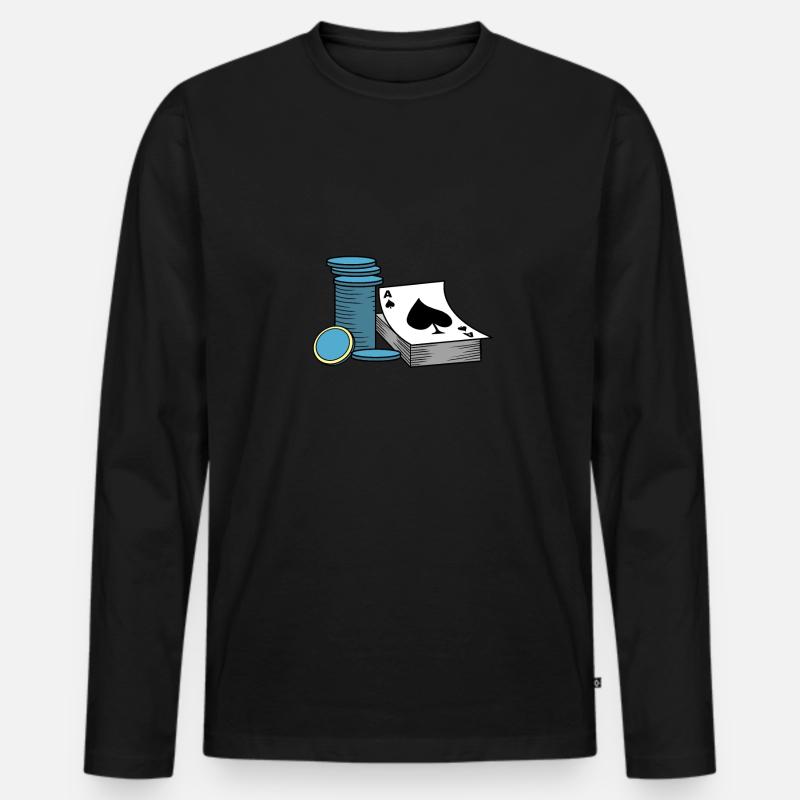 Poker und Pokerchips - Männer Premium Bio Langarmshirt - Schwarz