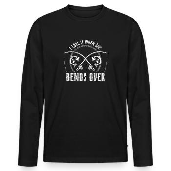 Conception de cadeau de pêche drôle, l'aime quand elle se plie - T-shirt manches longues Premium bio Homme - noir - Devant - Nico (187cm)