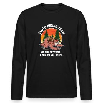 Lustiger Faultier-Witz, wann wir dorthin kommen Wanderer - Männer Premium Bio Langarmshirt - Schwarz - Vorne - Nico (187cm)